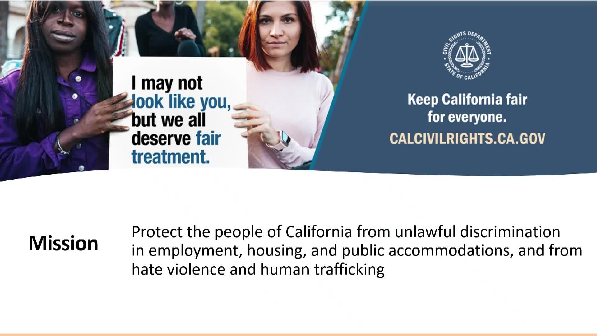 California Civil Rights: "Employment Discrimination Basics"