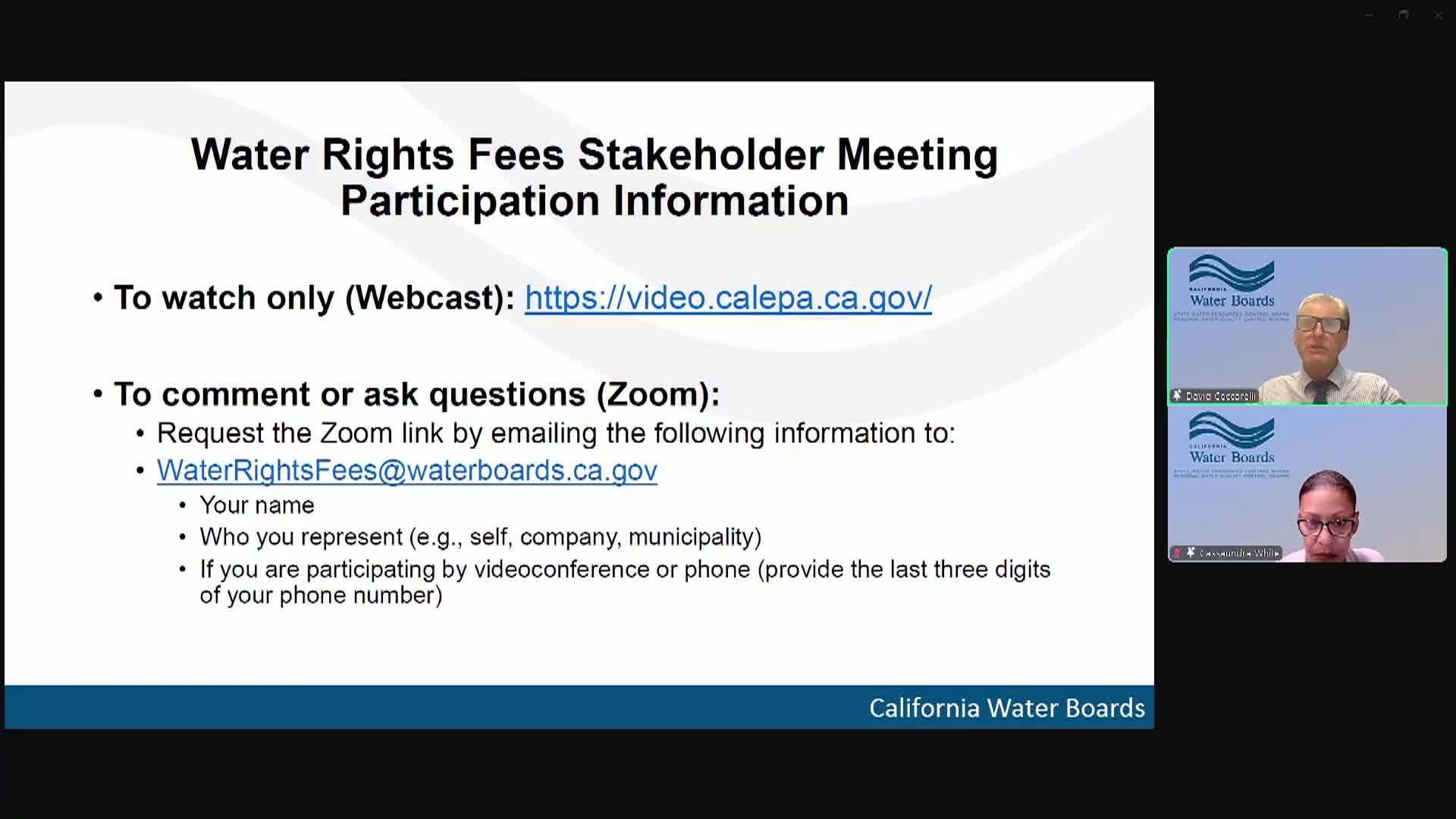 Thumbnail image for California Department Of Water Resources: "Water Rights Fees Stakeholder Meeting"