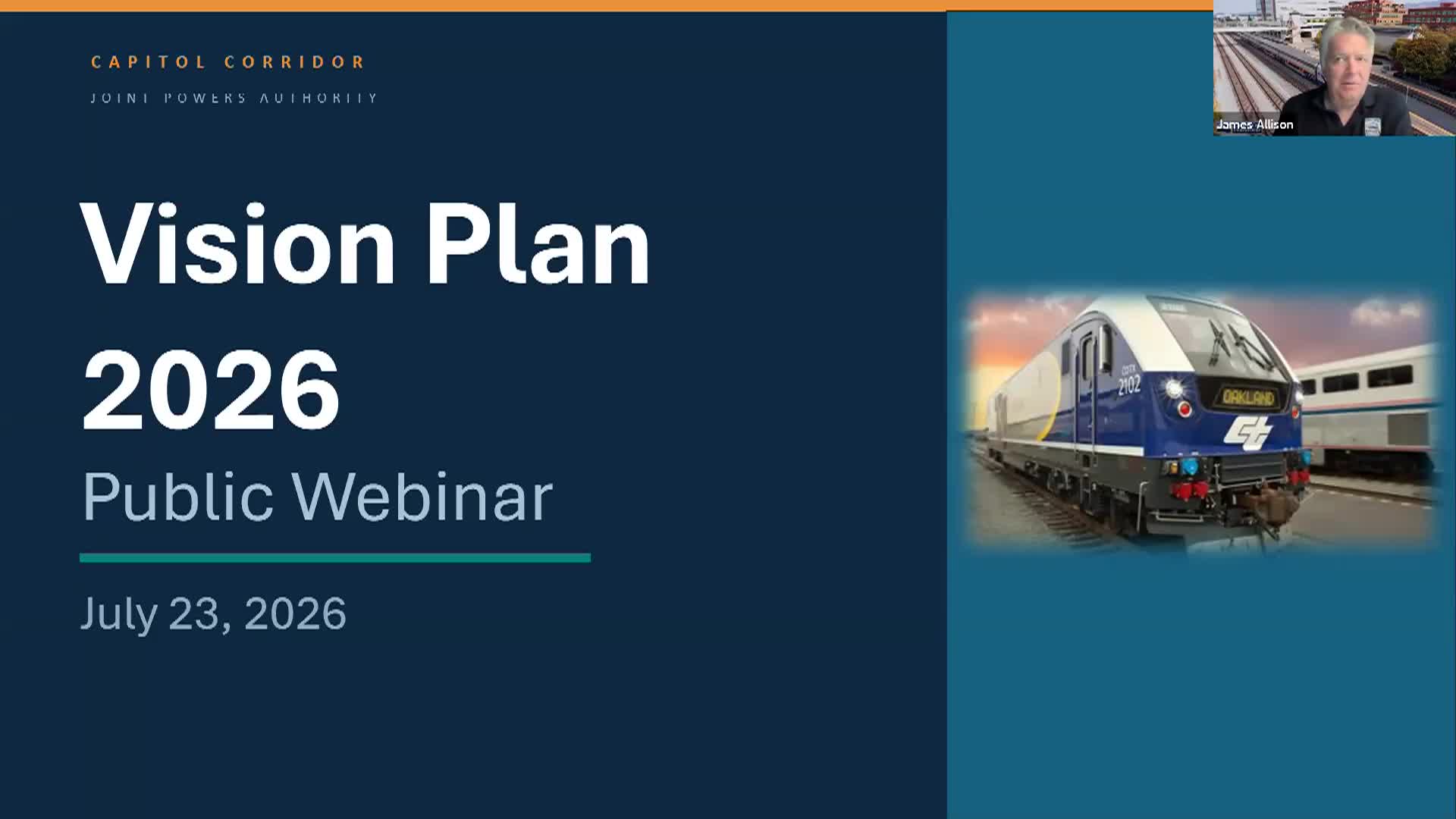 Thumbnail image for Capitol Corridor Joint Powers Authority: "2026 Vision Plan Public Webinar"